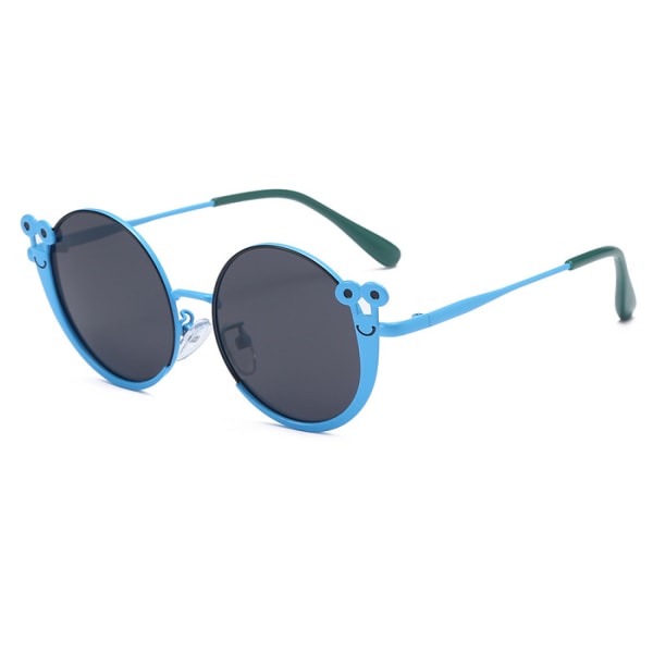 Sommarmode Polariserade barnglasögon Tecknad snigelform Metallsolglasögon Trend med solglasögon---Lila båge Blå ben grå skiva