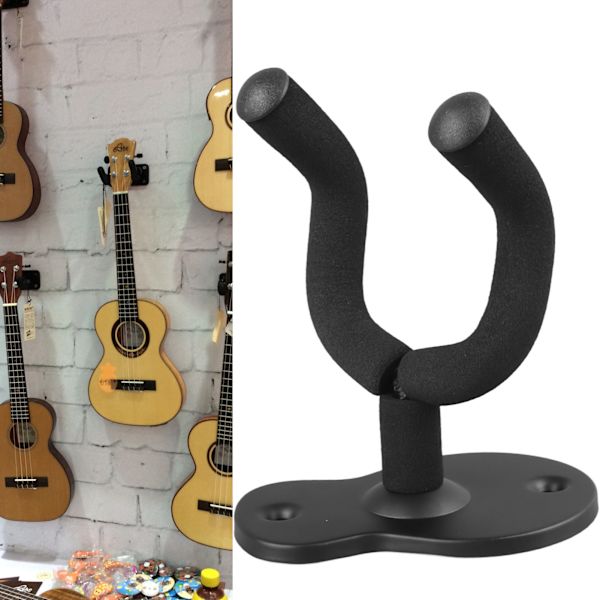 Kitara- ja Ukulele-seinäteline Metallista ja Sienen Materiaalista, Vahva Kantavuus, Universaali, Mukana Plektroita