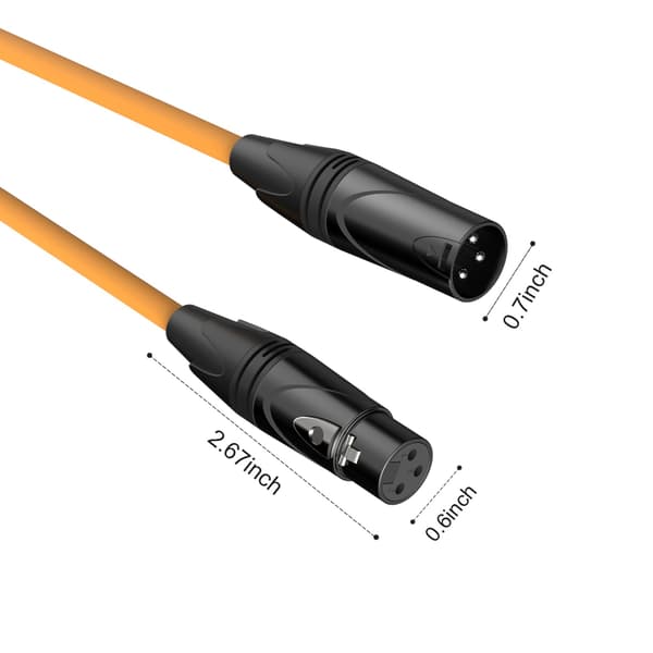 3-polet XLR han til hun stikforbindelse mikrofon lydforlængerkabel ledning (orange, 1m)
