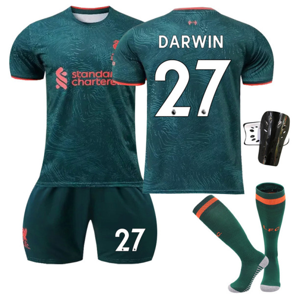 2023 Liverpool borte grønn fotballdraktsett med sokker og knebeskyttere - nr. 27 DARWIN#S No.27 DARWIN #S