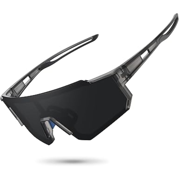 Polarisoidut urheiluaurinkolasit miehille ja naisille, ajoon, kalastukseen, pyöräilyyn ja maastopyöräilyyn, UV400-suoja : Clear Gray Frame-gray Lens