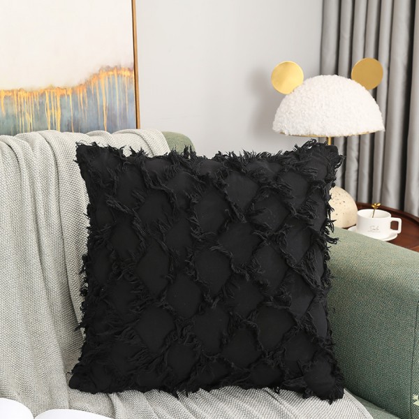 Decorative Pillow Covers 20x20 Inch Flower Cut Throw Pillow Covers for Bedroom Living Room Sofa （Black）