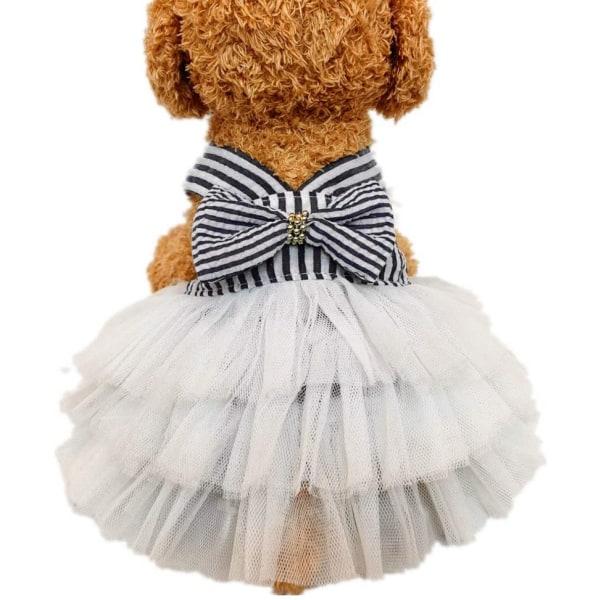 Söt valp Dog Princess Dress Rosett Spets Balett Kort kjol Hund Katt Hundklänning (XS storlek)
