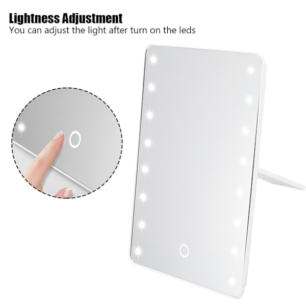 Touch Screen Makeup Mirror 16LED Dimmable Tabletop Lighted Cosmetic Vanity Mirror