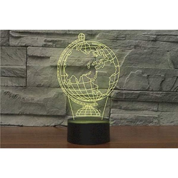 WJ 3D Globe Fjernkontroll 16 Farger Nattlys Illusjon Akryl LED Bordlampe Sengelampe Barn Soverom Skrivebord Dekor Bursdagsgaver Leker for Barn