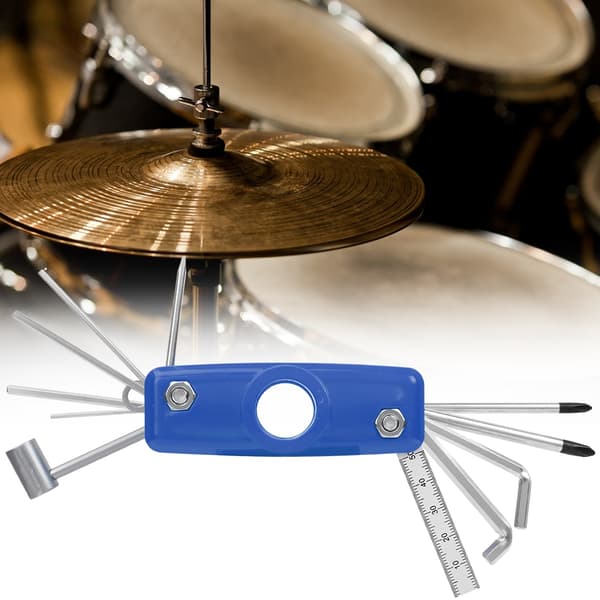 Multifunktionell 11 i 1 Multiverktyg för Gitarr Bas Trumma Hexnyckel Linjal (Blå)