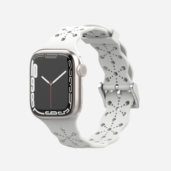 Apple iWatch 6/5/4/3/2/1 Generation SE ihålig spets solid silikonrem --- Vit（42/44/45MM）