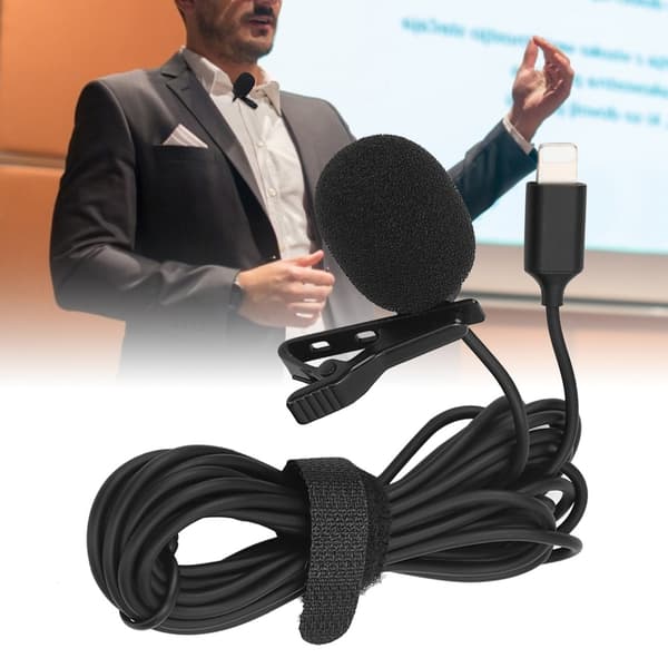 Bærbar Lavalier Kablet Mikrofon 3 meter for iOS-telefon Direktestrømming Intervju