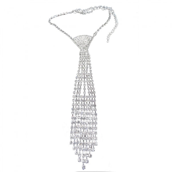 Kollektion glittrande strass slips inspirerat dropphalsband för kvinnor med Cascading V-design