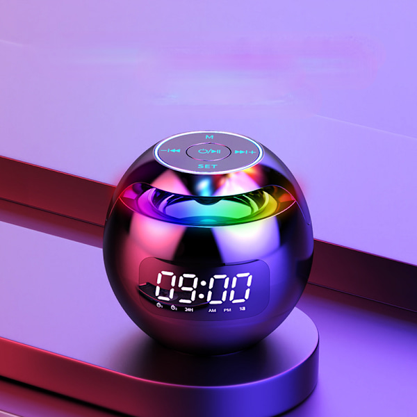 Nattlampa Bluetooth-högtalare, digital väckarklocka med 7 färger nattlampa dimbar, temperaturvisning