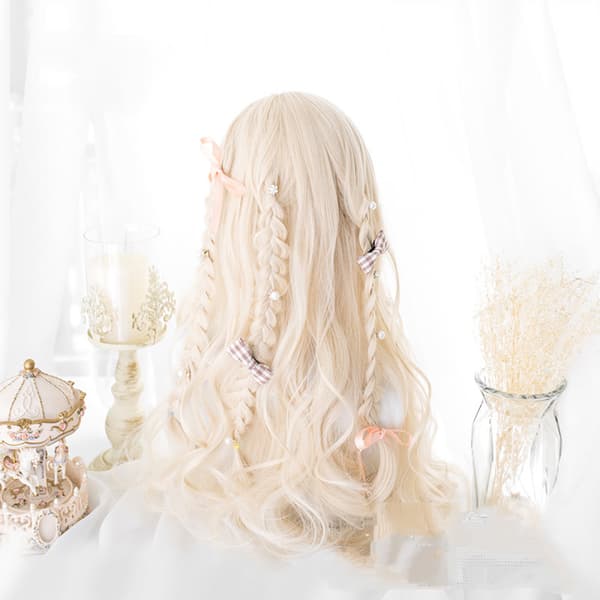 Lång lockig hårändar kostym cosplay peruk