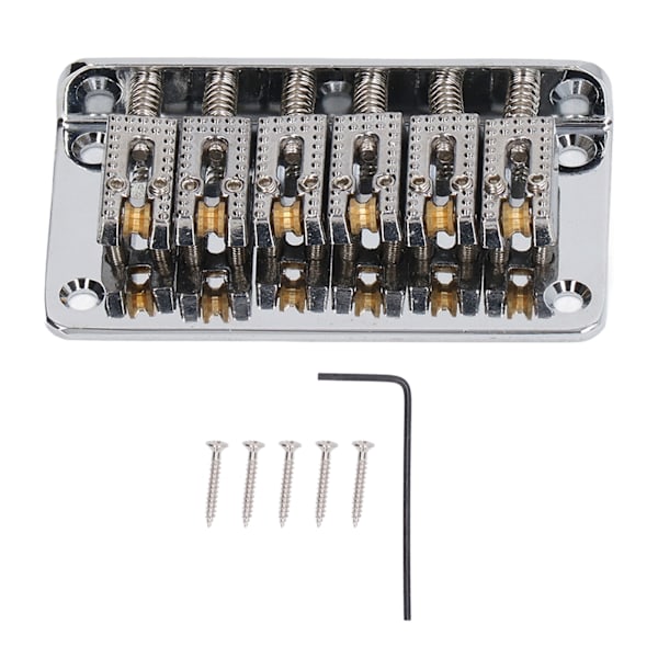 Hardtail Saddle Bridge 6 String 78mm Zinklegering Koppar Elektrisk Gitarr Bridge för Utbyte Silver