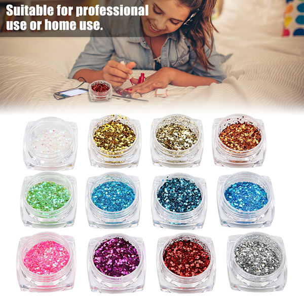 Nagelkonst Glitter Geometrisk Form Dekoration Manikyr Paillette Dekal DIY Kit Tillbehör