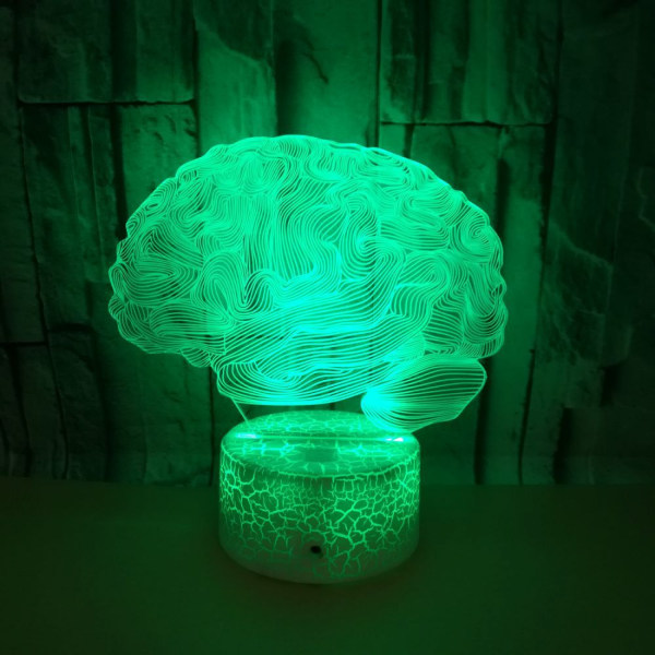 Qinwei Brain 3D Illusion Dekorationslampa Gawell 7 Färgskiftande Touch Switch Bordsskrivbord Nattlampa Födelsedagsjulklapp med akrylplatta för B