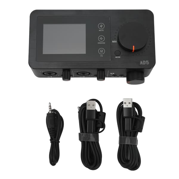 AD5 Audio Interface Lydkort Multifunktion Dobbelt XLR 6,35 mm med LCD-skærm Professionelt Lydkort til Live