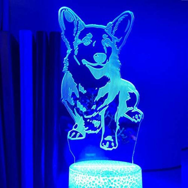 WJ 3D Hund Nattlys Bordlampe Optisk Illusjonslamper 7 Farger Skiftende Lys LED Bordlampe Jul Hjem Kjærlighet Bursdag Barn Barn Dekor Leke Gave