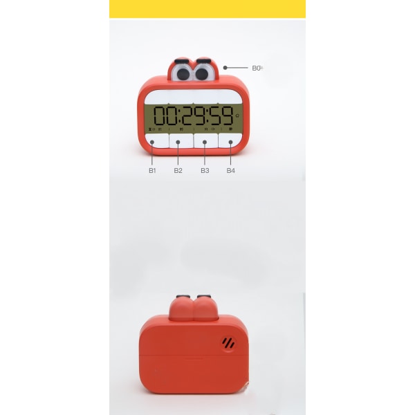 Ringning, Vibrerande, Tyst, Magnetisk, Lovely Big Mouth Led Storskärm Kök Matlagning Hemundervisning Timer. (Röd)