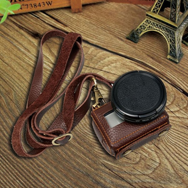 Handgjord konstläder för Gopro-fodral Retro Wild Camera Protective Bag med objektivlock