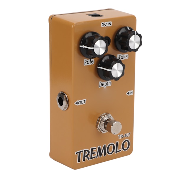 Tremolo-effekt Rate Wave Depth Metal Guitar Monoblock-effektpedal Indbygget 9V 300mAh batteri