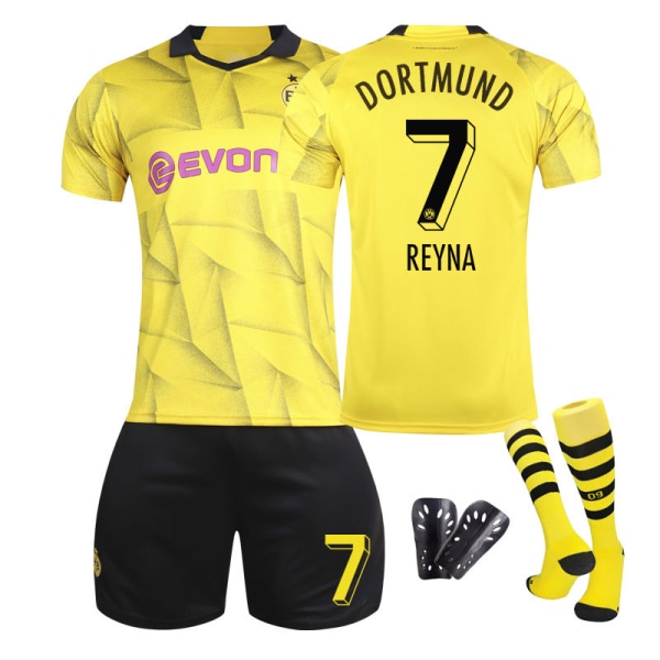 Dortmund Special Edition Børne-/Voksen Fodboldtrøje Sæt med Strømper og Beskyttere 23/24 Sæson 7 REYNA barnstorlekar18