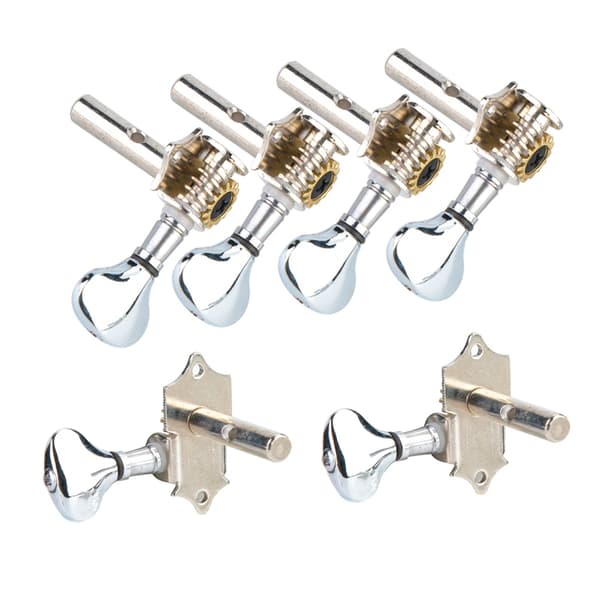 4 st/set Öppna Typ 2 Vänster 2 Höger Ukulele Strängknappar Ukulele Ersättningstillbehör (Silver)