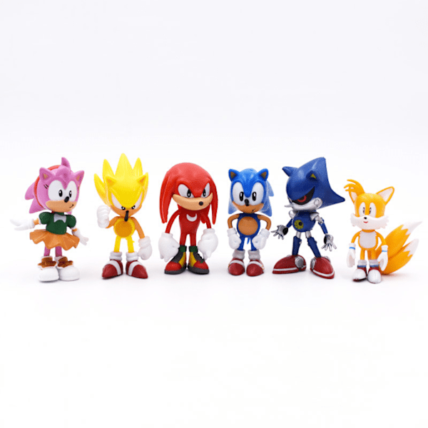 1:a generationen, 6 Sonic-figurer, superljudsmus och flygande musleksaker, spelmodeller, dockdekorationer-6 st/set 6 pcs/set