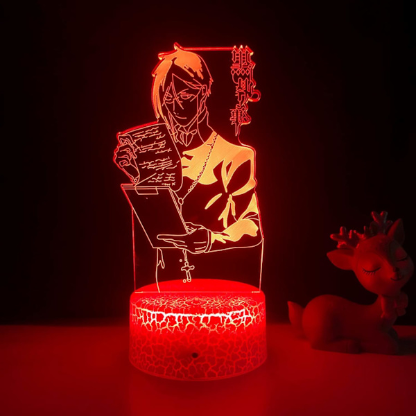 Anime Light Musta Butler Led Yövalo Makuuhuoneen Koristeluun Värikäs Yövalo Anime Lahja 3D Lamppu Musta Butler