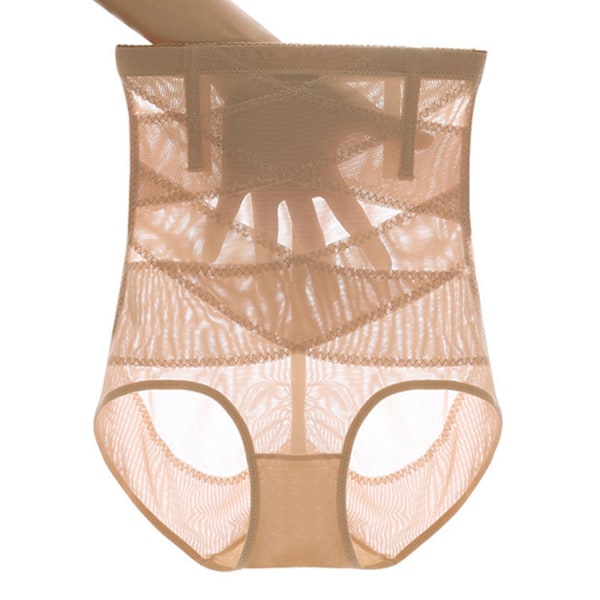 Kvinnors rumphöjare Shapewear Hög midja Dubbel magkontroll Panty Midjetränare Body Shaper --- Komplexion (Storlek L)