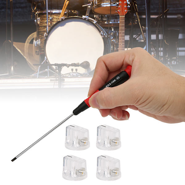 4 st gitarrknoppar transparent akryl 1 st slitskruvmejsel musikinstrument tillbehör (transparent röd svart )