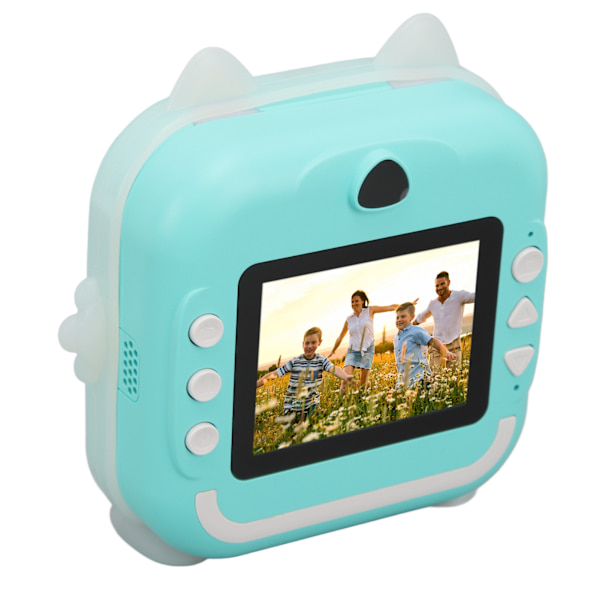 Barn söt utskrift kamera 24MP Multi Zoom Cartoon Smart Kids Instant  Kamera Termisk utskrift Digital Mini Kamera Blå
