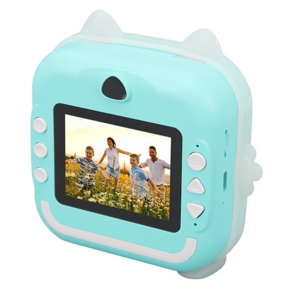 Barn söt utskrift kamera 24MP Multi Zoom Cartoon Smart Kids Instant  Kamera Termisk utskrift Digital Mini Kamera Blå