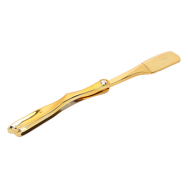 Professionel Foldbar Barberkniv til Mænd - Barberkniv til Barbering med Plateret Bladholder - Guldbelagt