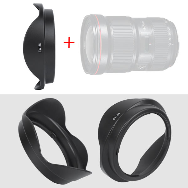 EW&#8209;88 Objektivhuv i plast, svart, kameramontering, passar till EF 16&#8209;35 mm f 2,8L II USM-objektiv