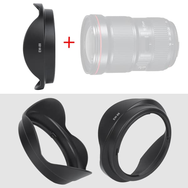 EW-88 Solblænde af plast, sort kameramontering, passer til EF 16-35mm f 2.8L II USM-objektiver