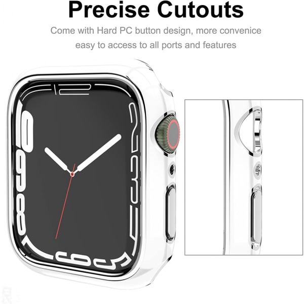 För Apple Watch Series 7 41 mm, pläterat styvt PC- case Tunt case runtom för Apple Watch Series 7 （silver）