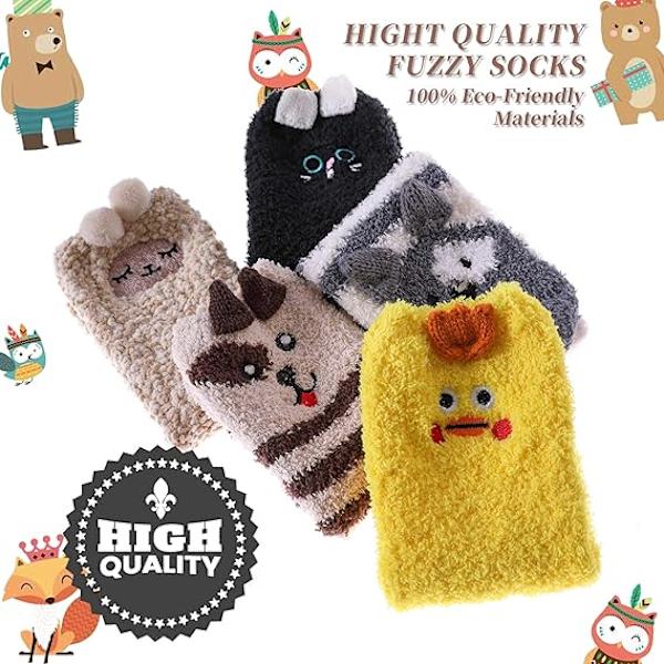Myke og søte morsomme dyre-design mikrofiber tøfler sokker koselige fuzzy vinter varme sokker for kvinner