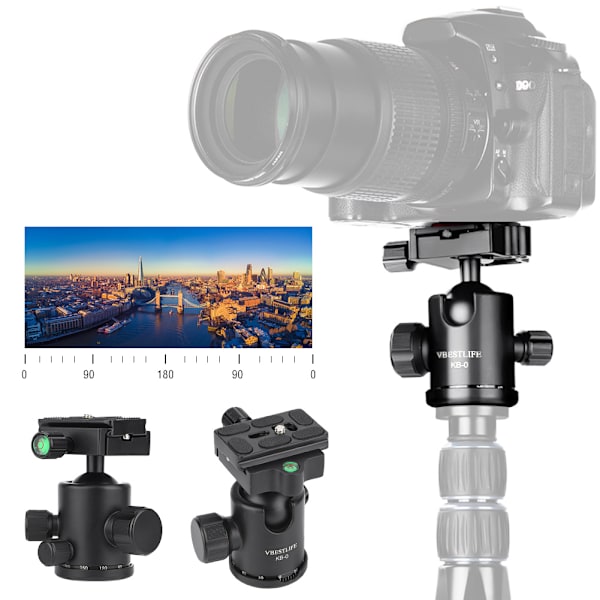 VBESTLIFE Aluminiumlegering Mini Tripod Kulledhuvudfäste Stativ med Snabbladdningsplatta