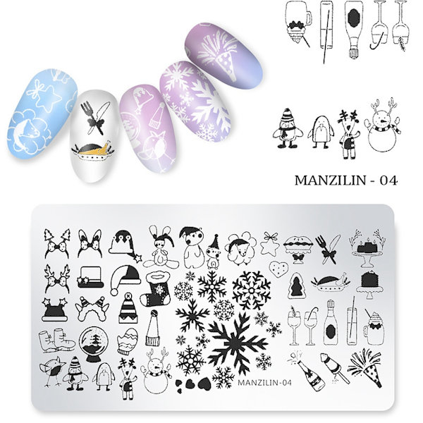 Manicure trykbilledskabel skabelon jul DIY neglekunst stempelplade stempler 04#