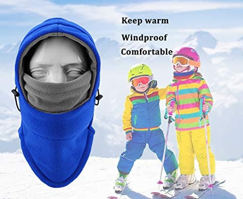 Barns skidmask - Vindtät och varm vintermössa med ullfoder, justerbar för både pojkar och flickor blue