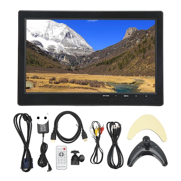 10,1 tums TFT LCD-skärm Bärbar HD-färgskärm med VGA AV BNC USB DC HD-multimedia-gränssnitt 100-240V EU-kontakt