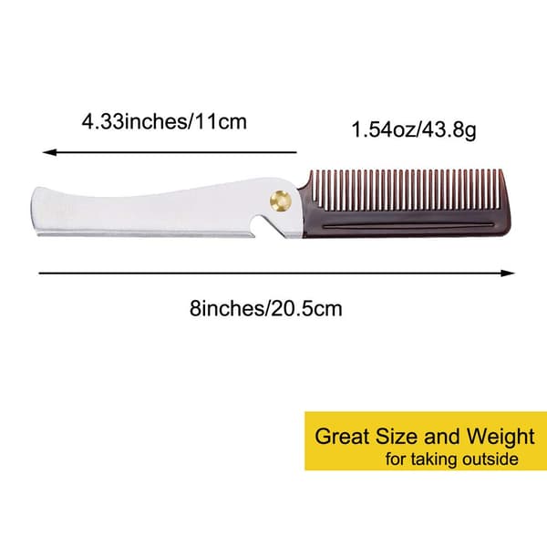 Foldbar Kam i Rustfrit Stål, Lommekam til Mænd og Kvinder, Sølv Silver Small (Pack of 1)