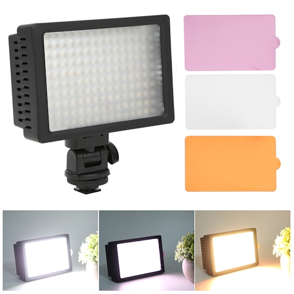 160LED Video Fotografering Fyllningsljus 5400K/3200K Ljusstyrka Steglös Dimning SLR-kamera