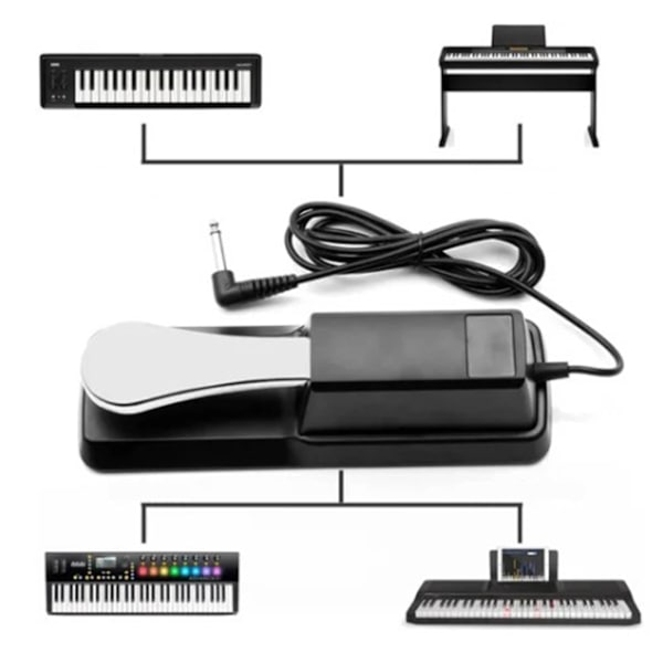 Bærekraftig pedal med kabel fotpedal kompatibel med alle elektroniske tastaturer digitalpiano