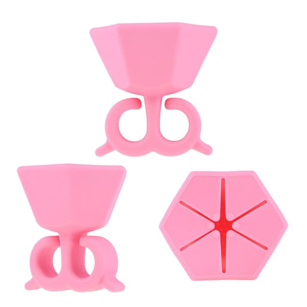 Bärbara nagellacksflaskhållare i silikon - 3-pack blomformade fingerringställ, spillsäkra gelnagellacksflaskgrepp för hemmet