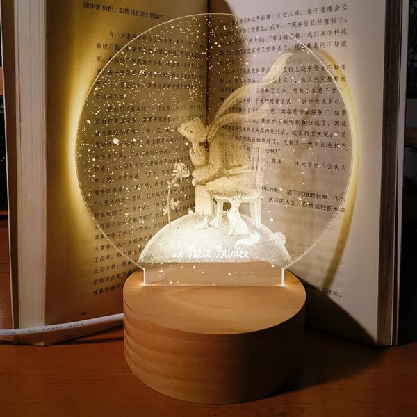 Pitit Prince 3d Led nattlys Barn Soverom Bordlampe