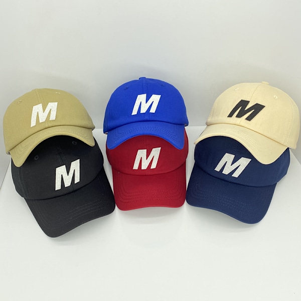 SAYTAY Hat Dame Enkle M Bogstav Broderi Blød Top Casual Wild Baseball Cap Mænd (Sort)