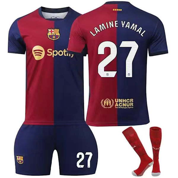 Barcelona LAMINE YAMAL  Hemmatröja, 23-24 FCB  Barn Vuxen Fotbollsträningströja, Vit typsnitt, Semestergåva, Födelsedagspresent, 22 NO.27