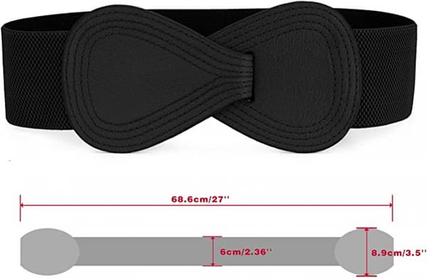 Låsespenne Elastisk Midjebånd for Kvinner Elastisk Elastisk Midjebånd Kjole Ned Jakke Wrap Up Midjebånd - Svart