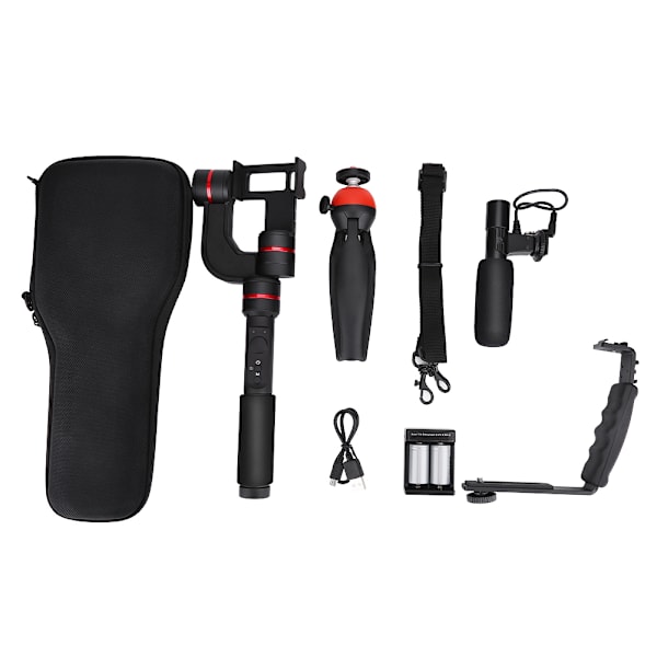 Lätt handhållen gimbal stabilisator handtag grepp med mikrofon för Gopro kamera mobiltelefon