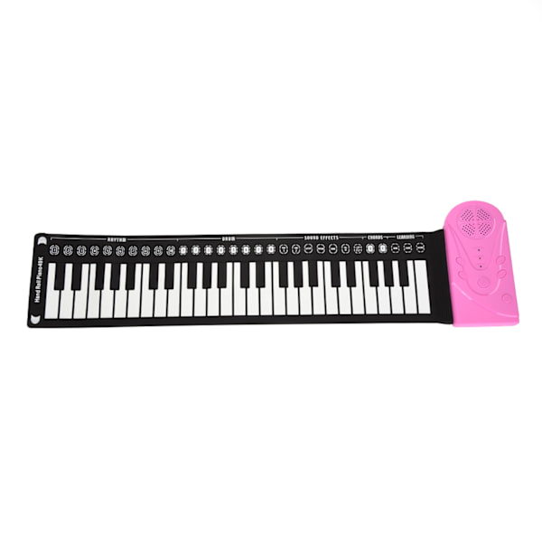 Bärbar 49 tangenter elektroniskt keyboard handrullande upp piano för barn barn nybörjare (rosa)